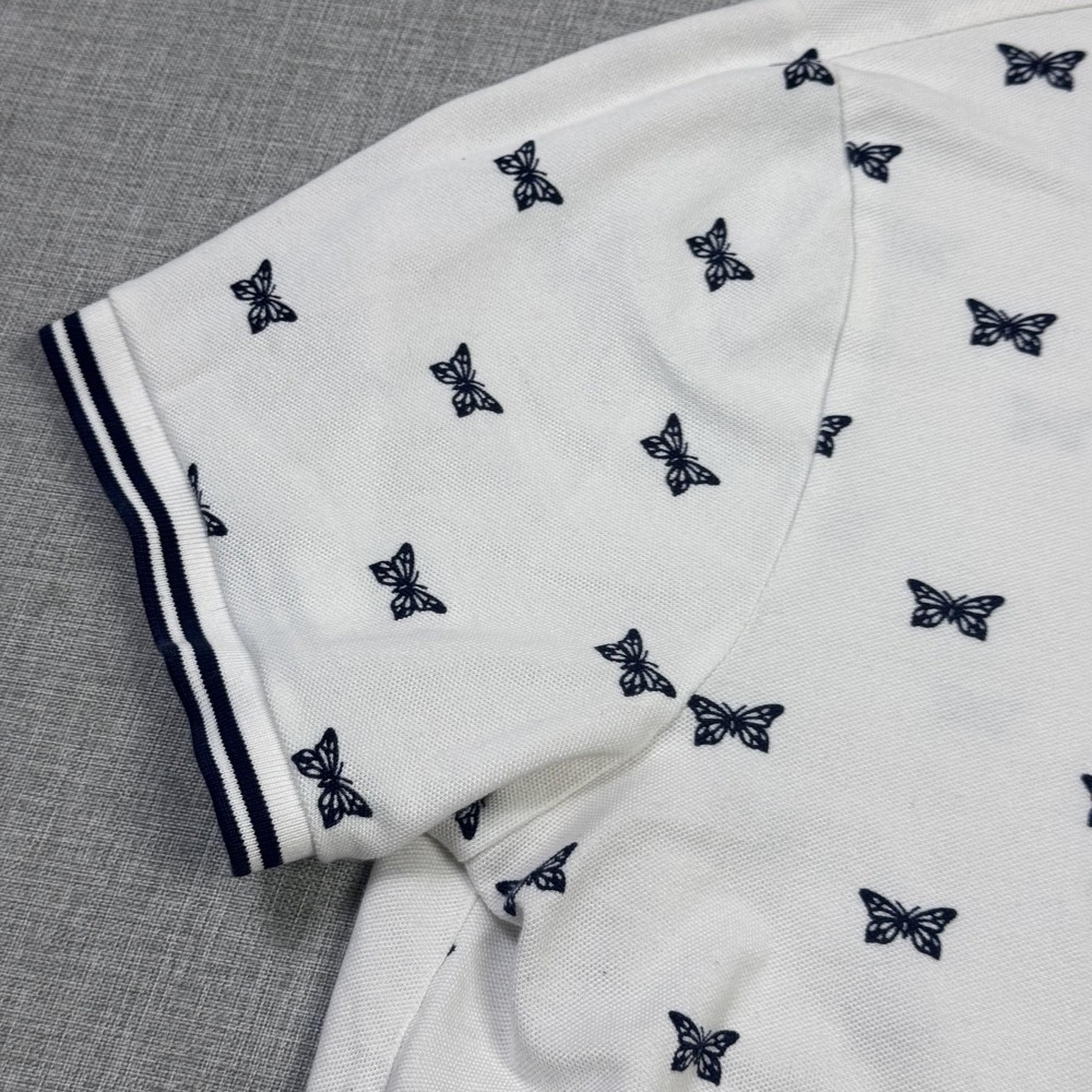 Polo Ralph Lauren Butterfly Pattern Polo Shirt Mens XL White Cotton Spandex - Picture 8 of 10